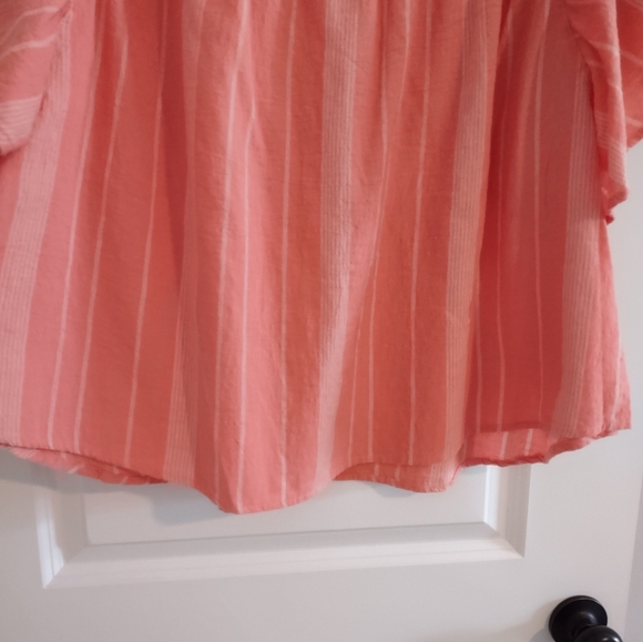 Sonoma Women's Plus Cotton Striped Boxy Flutter Shoulder Top NWT - Picture 8 of 13